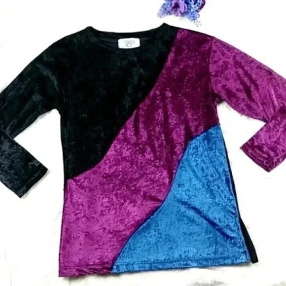 Vintage Velvet 90s Top - Picture 1 of 13
